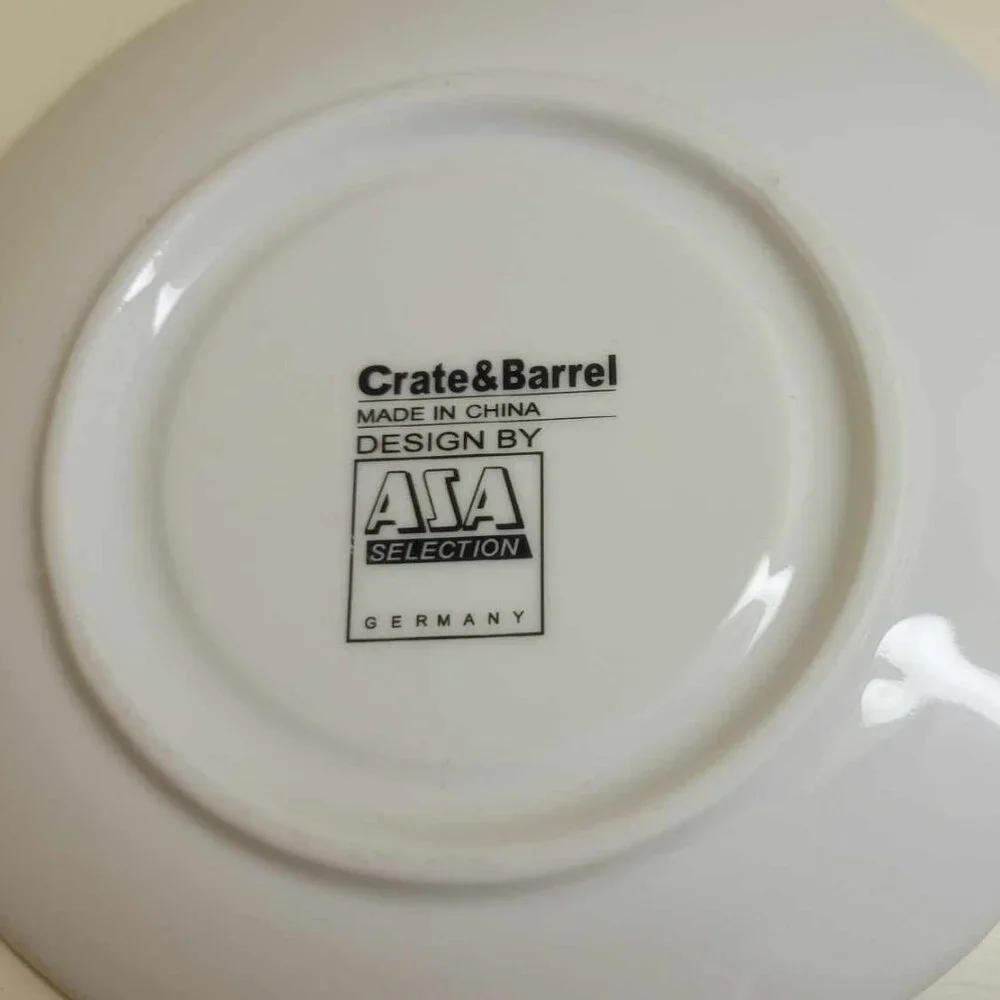 Crate & Barrel - Harmony Tea Cups with Spoons - Set of 2